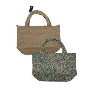 Riki & Romi Reversible Woven Tote Turquoise Snake